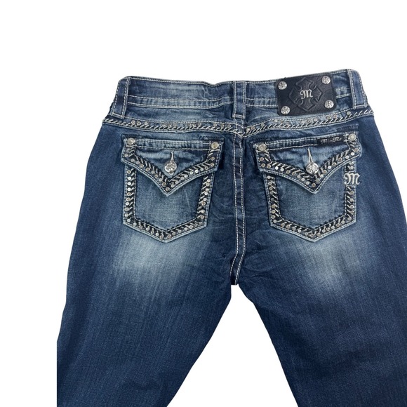 Miss Me Women's Y2K Dark Wash Mid-Rise Skinny Jeans Embellished Pockets Size 29 - Picture 10 of 11